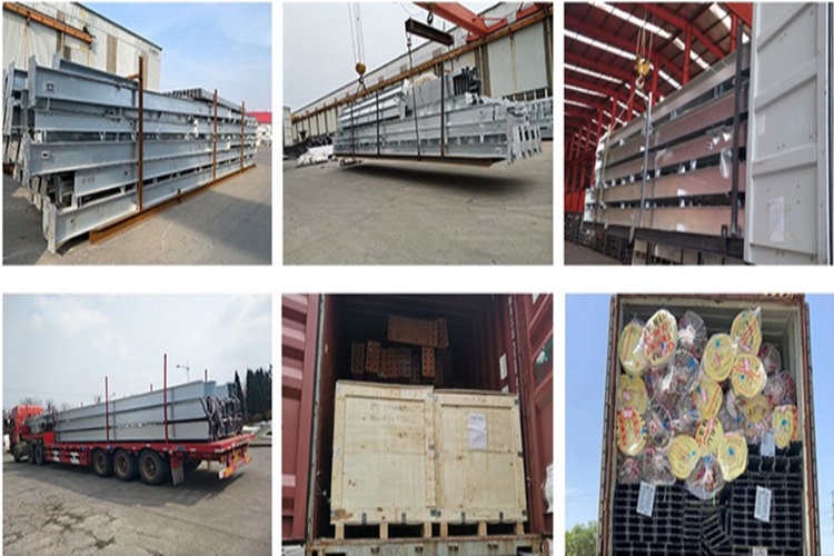 steel profiles container loading Carga de contenedores de perfiles de acero