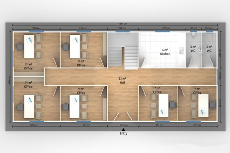 Oficina del sitio de 214 metros cuadrados