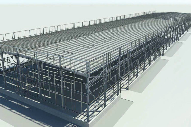 Nuevo edificio de estructura de acero para taller de producción