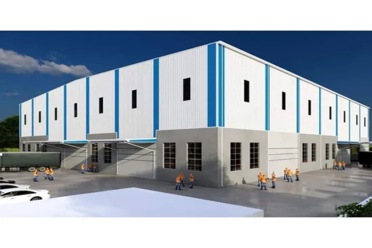 Edificio de estructura de acero de almacén fabricado para el centro de distribución y logística