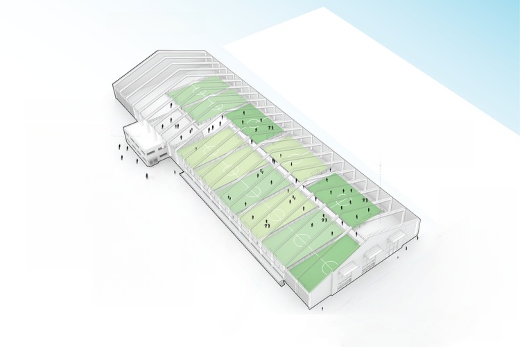 Construcción de edificios de metal para la casa de campo de fútbol interior