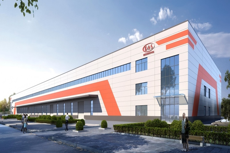 Sitio de construcci&oacute;n de almac&eacute;n de estructura de acero expandible